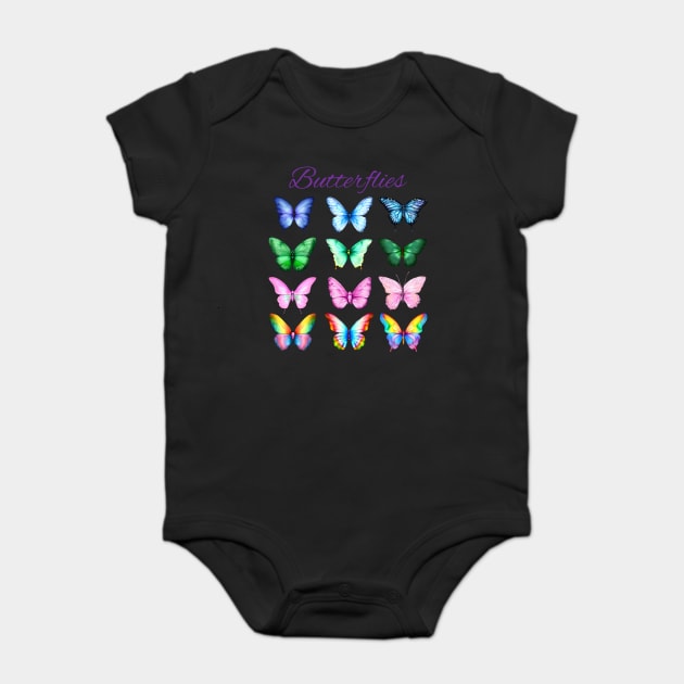 Pretty Colorful Butterflies collection Baby Bodysuit by Luxinda